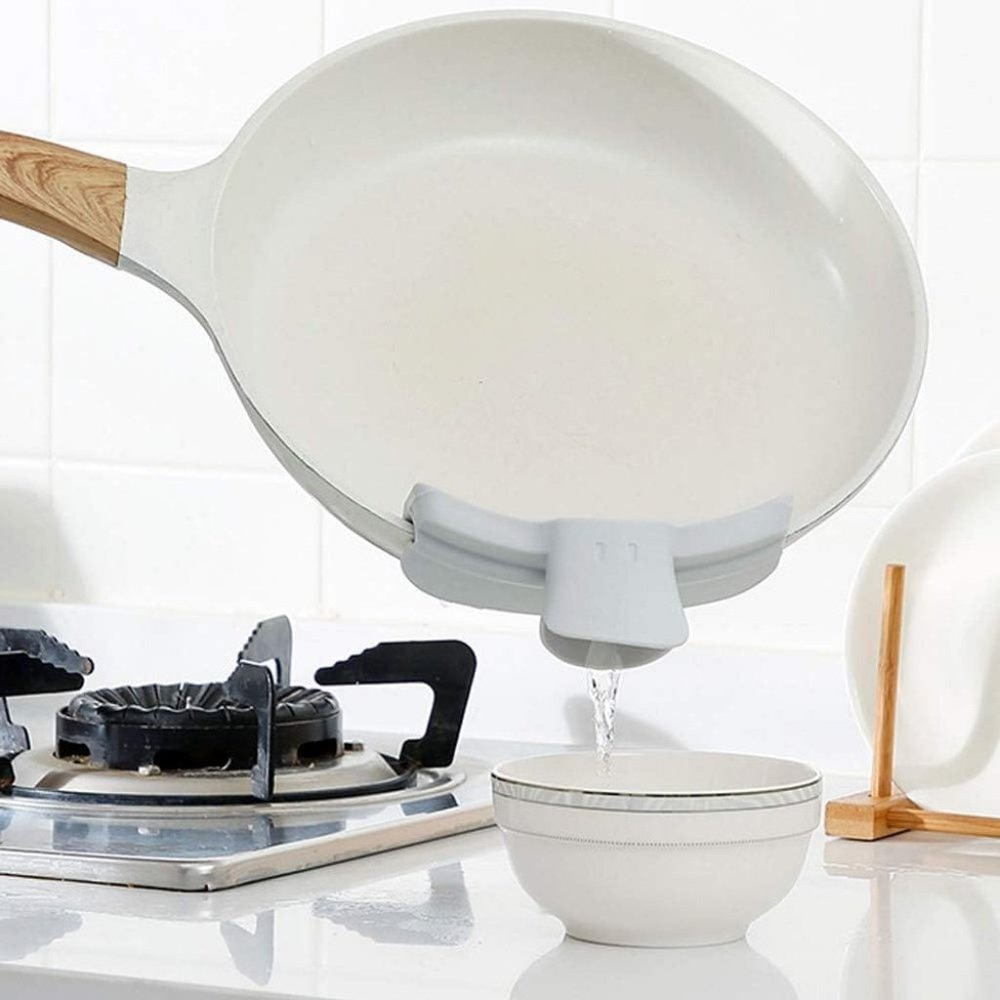 Silicone Food Strainer Hands-Free Pan Strainer, Duckbill Round Edge Funnel